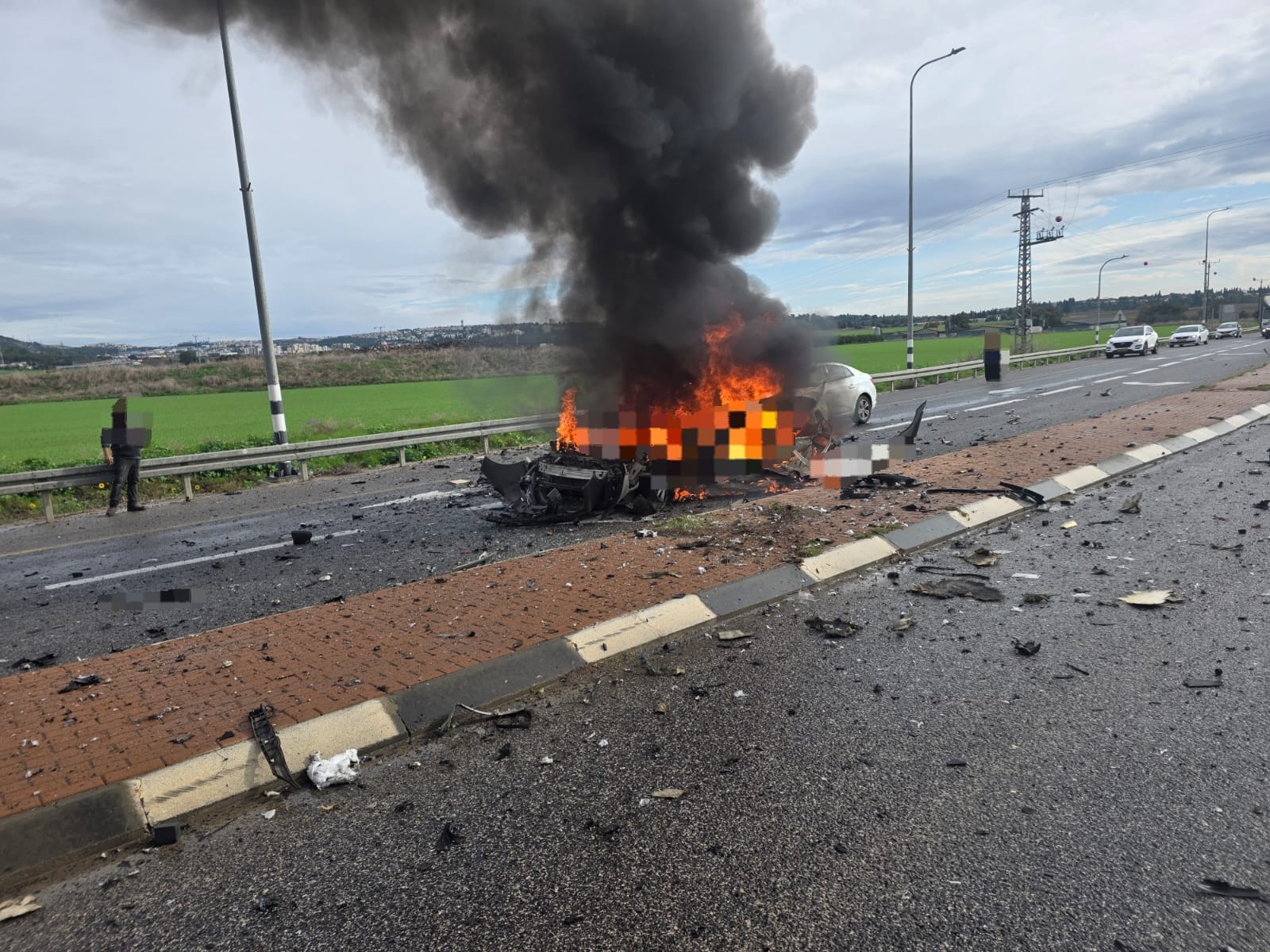 זירת פיצוץ הרכב בכביש 73, סמוך לצומת נהלל