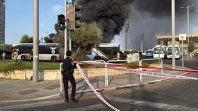 זירת שריפת האוטובוס בבת ים.דוברות המשטרה זירת שריפת האוטובוס בבת ים