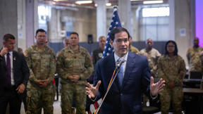 שר החוץ של ארצות הברית מרקו רוביו בבסיס האמריקני בקריית גת, אוקטובר 2025