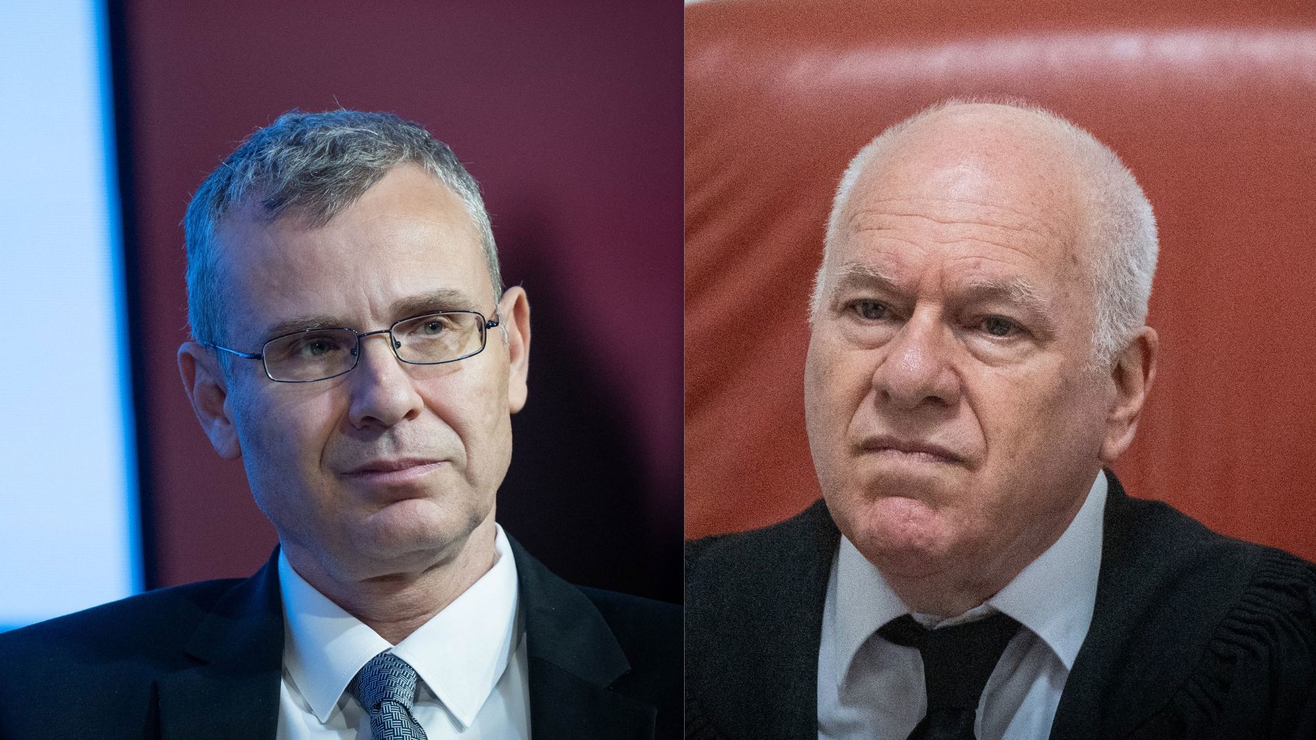 השופט פוגלמן (מימין) והשר לוין