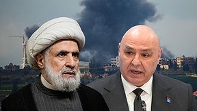 נשיא לבנון ג'וזף עאון ומזכ"ל חיזבאללה נעים קאסם