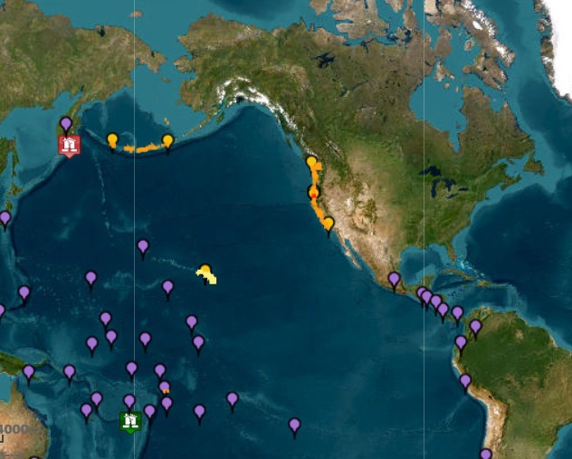 מפת אזורי הצונאמי המעודכנת