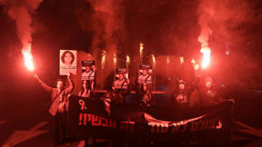 משפחות חטופים מוחות בנתיבי איילון בתל אביב, ינואר 2025