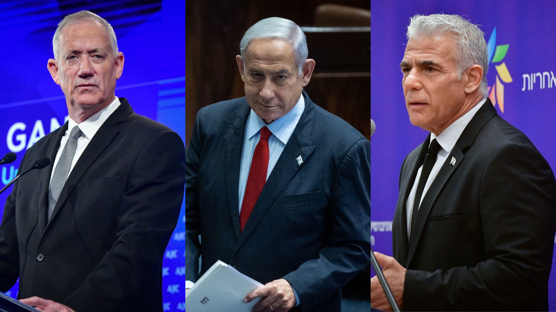 יאיר לפיד, בנימין נתניהו ובני גנץ