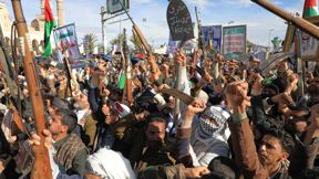 תומכי החות'ים בעצרת נגד ישראל בצנעא, בסוף השבוע