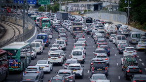 פקקים באיילון במהלך ביקור ג'ו ביידן