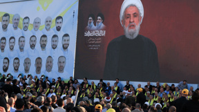 נעים קאסם בטקס שנה לחיסול נסראללה בביירות