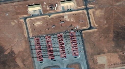 צילום לווין של מטוסי צבא ארצות הברית בירדן