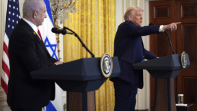 טראמפ ונתניהו במסיבת העיתונאים בבית הלבן