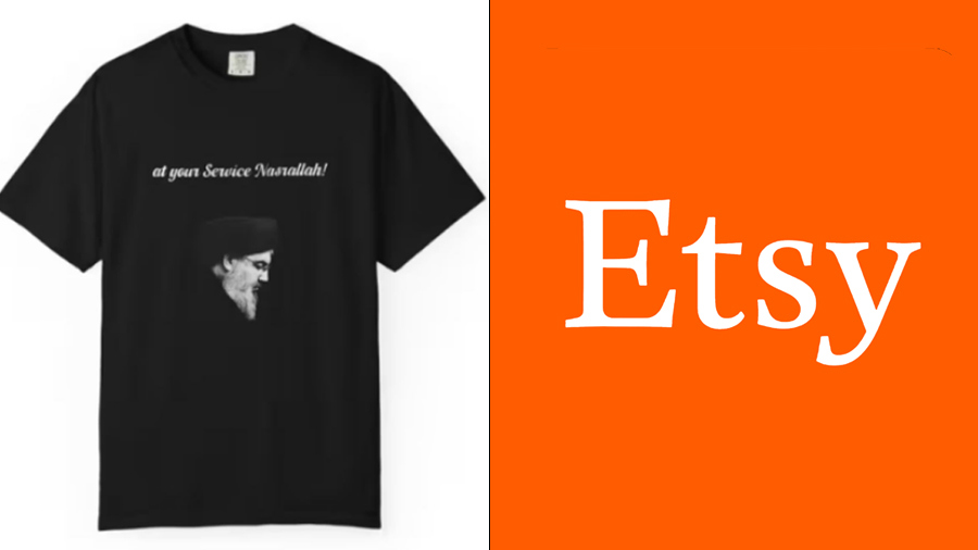 חולצה עם תמונתו של נסראללה שנמכרה באטסי