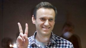 אלכסיי נבלני בבית המשפט המחוזי בבוסקינסקי שבמוסקבה, פברואר 2021