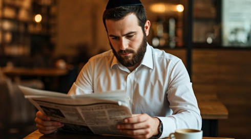 חרדי קורא עיתון. ארכיון