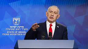 ראש הממשלה בנימין נתניהו במסיבת עיתונאים, יוני 2026