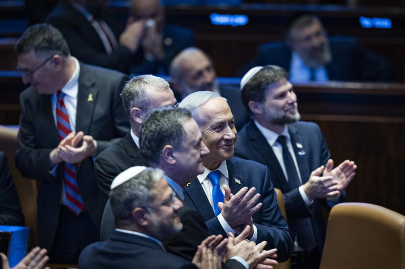 ראש הממשלה בנימין נתניהו עם השרים סמוטריץ', לוין, סער, כ"ץ ובן גביר