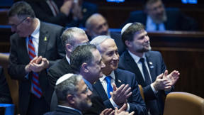 ראש הממשלה בנימין נתניהו עם השרים סמוטריץ', לוין, סער, כ"ץ ובן גביר