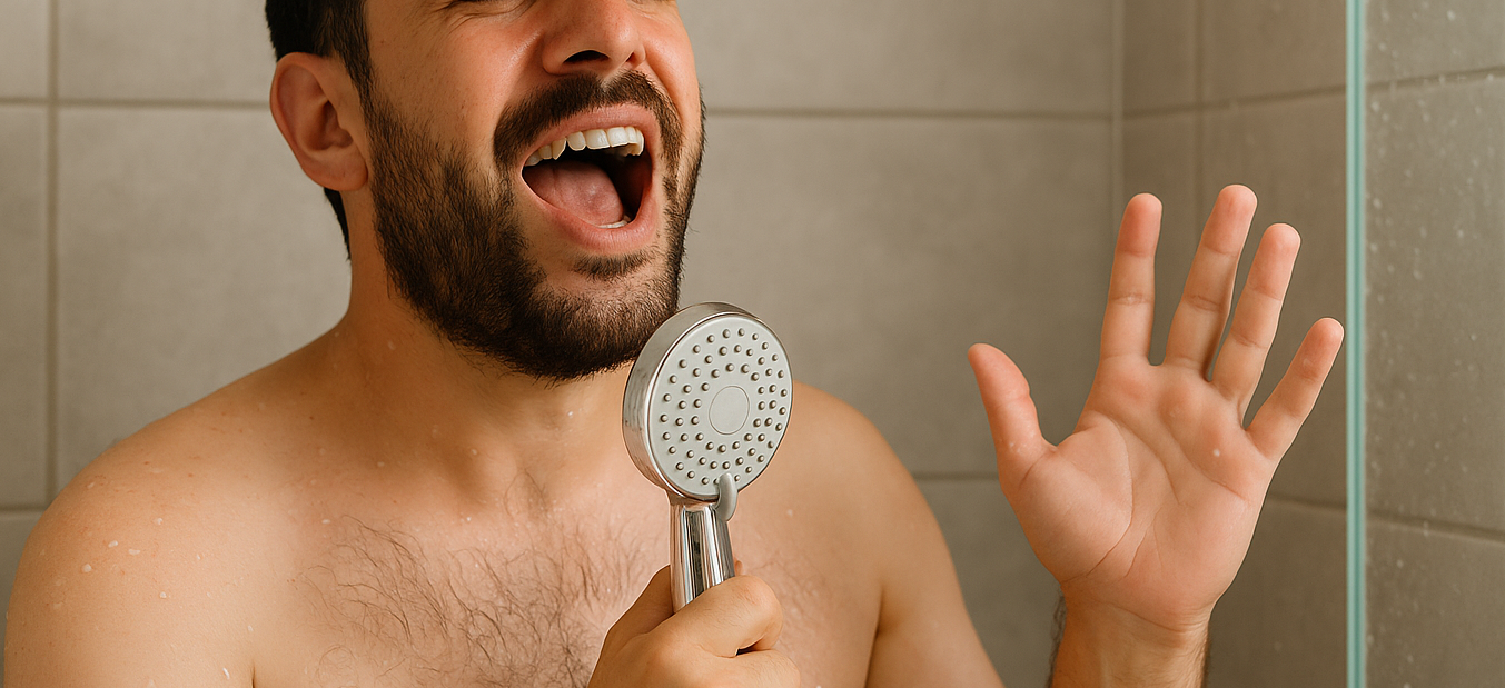 איש שר במקלחת