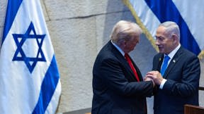 הנשיא טראמפ וראש הממשלה נתניהו בכנסת, 13 באוקטובר