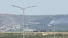 העשן שעלה מזירת פגיעת הכטב"ם