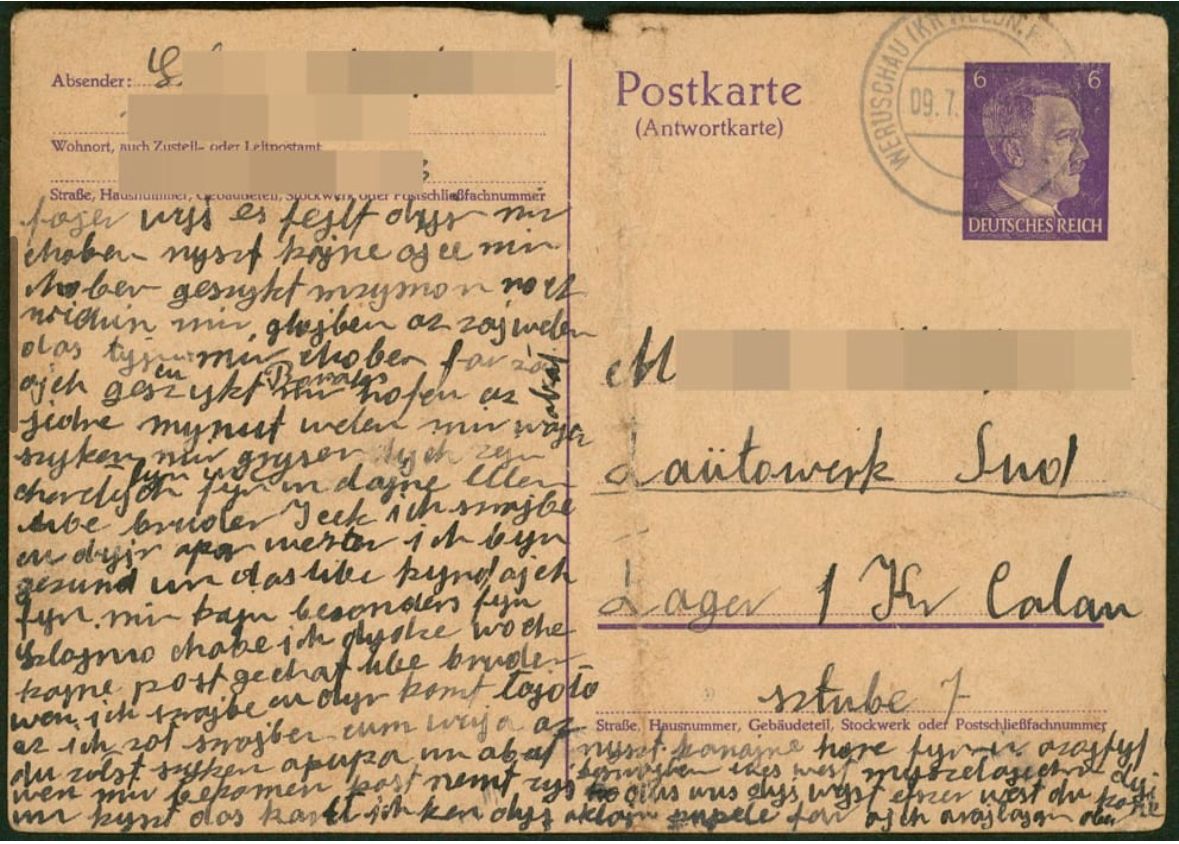 גלויות ששלחו אסירי מחנות ויימכרו במכירה פומבית