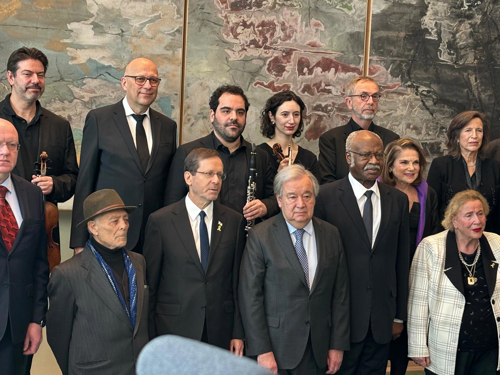 הנשיא הרצוג ומזכ"ל האו"ם בעצרת ליום השואה הבינלאומי