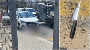 זירת ניסיון הפיגוע וסכין המחבל