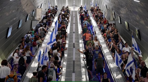 מפגינים ברכבת בירושלים