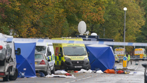 זירת הפיגוע ליד בית הכנסת, מנצ'סטר, בריטניה