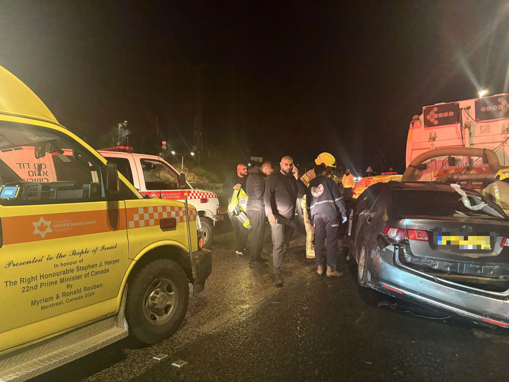 זירת התאונה בכביש 65, סמוך לצומת מי עמי