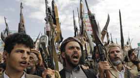 הפגנת תמיכה בחות'ים בבירת תימן, צנעא, מאי 2025